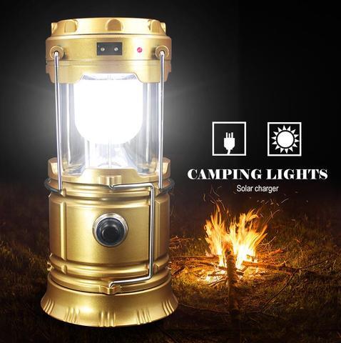 Camping Laterne mit LED Licht, USB + Solar Energie in einem