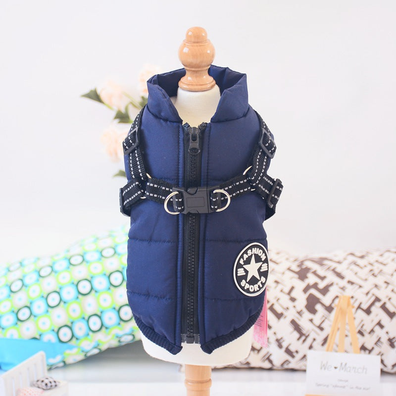 Warmer sportlicher Winter Hunde Mantel mit Harness XS - 4XL