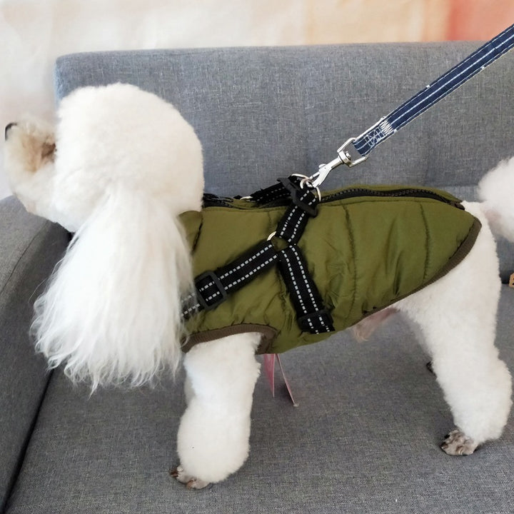 Warmer sportlicher Winter Hunde Mantel mit Harness XS - 4XL