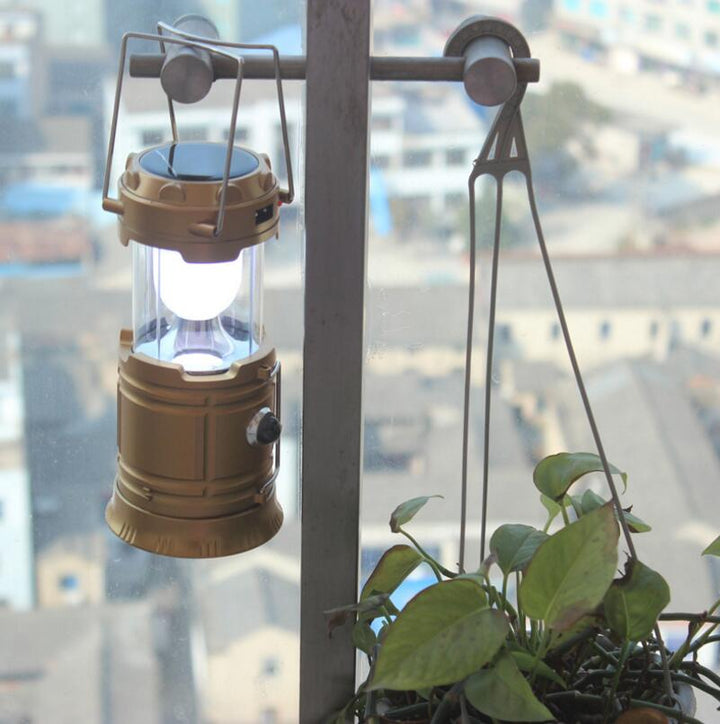 Camping Laterne mit LED Licht, USB + Solar Energie in einem