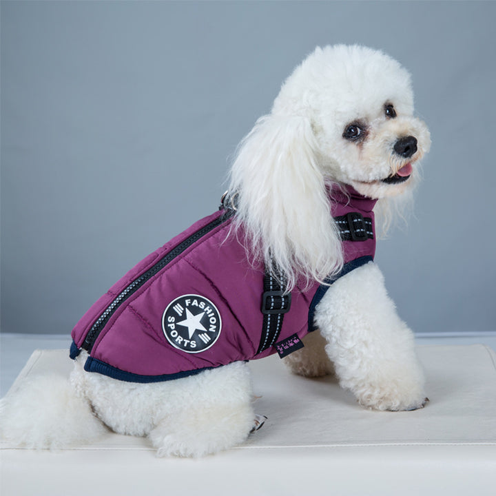Warmer sportlicher Winter Hunde Mantel mit Harness XS - 4XL