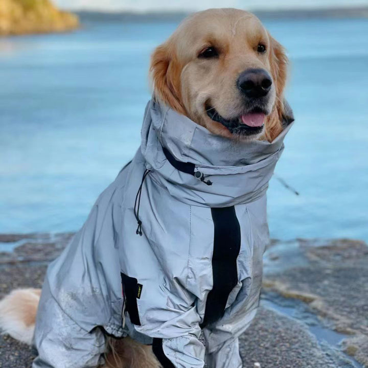 Stark reflektierender Hunde-Regenmantel, wasserdicht; M - 5XL
